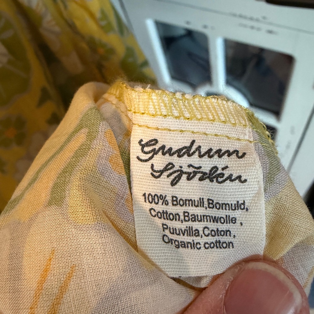 Gudrun Sjoden Yellow Floral Organic Cotton Tiered Midi Dress XL New 33-725-21 - Picture 5 of 11